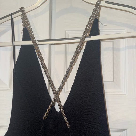 Zara Black Knit Maxi Dress with Silver Chain - Picture 3 of 5
